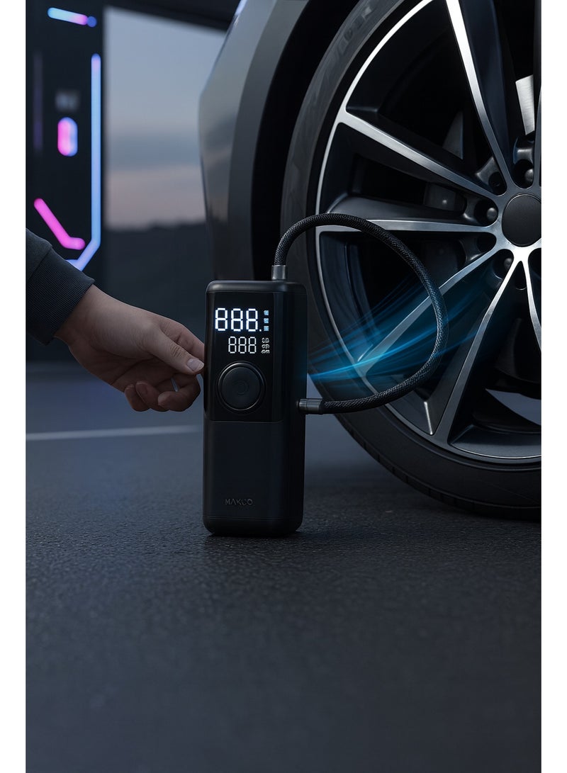 ماكس اند كو منفاخ هواء رقمي محمول Maxco بسعة بطارية 6000mAh – شاشة ذكية LED لنفخ إطارات السيارات والدراجات والكُرات – جهاز ضغط هواء لاسلكي متعدد الاستخدامات (YS001-P) - Image 5