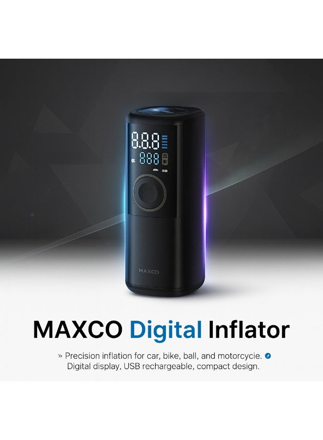 ماكس اند كو منفاخ هواء رقمي محمول Maxco بسعة بطارية 6000mAh – شاشة ذكية LED لنفخ إطارات السيارات والدراجات والكُرات – جهاز ضغط هواء لاسلكي متعدد الاستخدامات (YS001-P) - Image 4
