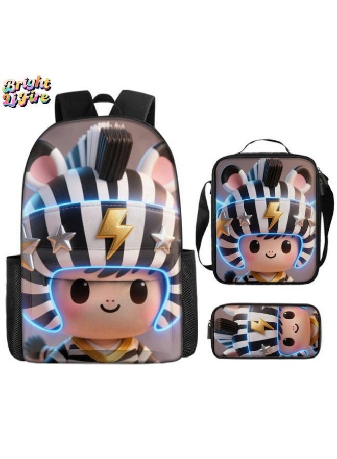 واضح من النار الموضة غير محدودة! حقيبة كرتونية من ثلاث قطع، مناسبة لمجموعة متنوعة من المشاهد للطلاب والمراهقين (متوفرة للطلاب والأطفال والأصدقاء في النزهايات وتسلق الجبال والتعليم وما إلى ذلك) - 7 - Image 1