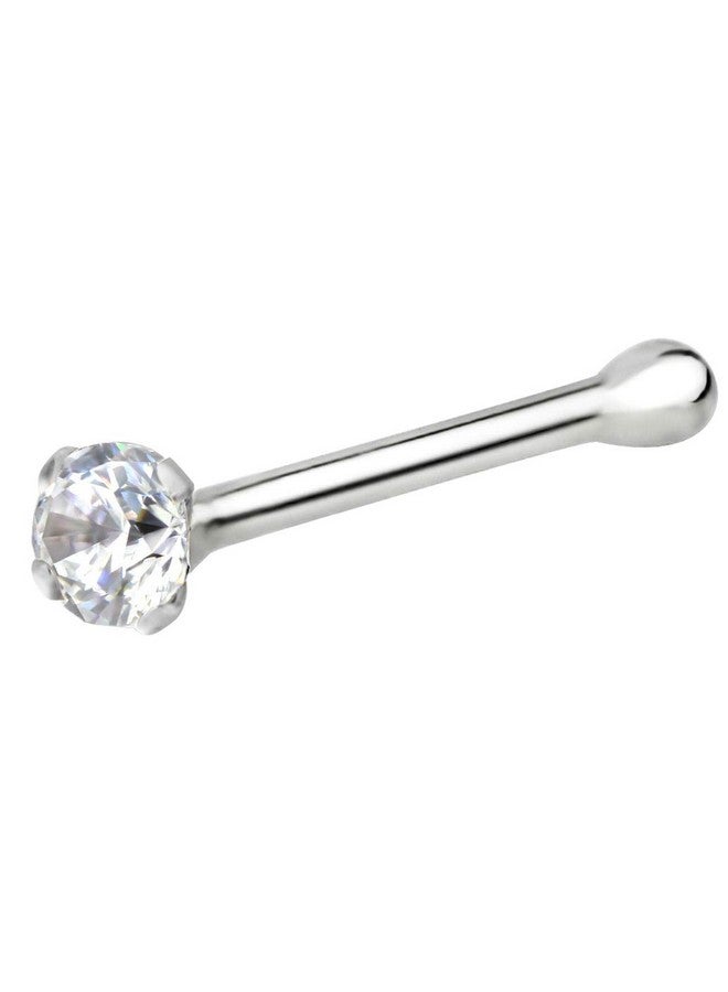 Forbidden Body Jewelry Fbj 14K White Gold Nose Ring, 22G, Solid 7Mm Micro Stud, 1.25Mm Cz Simulated Diamond, Non-Irritating Skin Safe Real Gold, Women/Men (Sold Individually) - Image 1