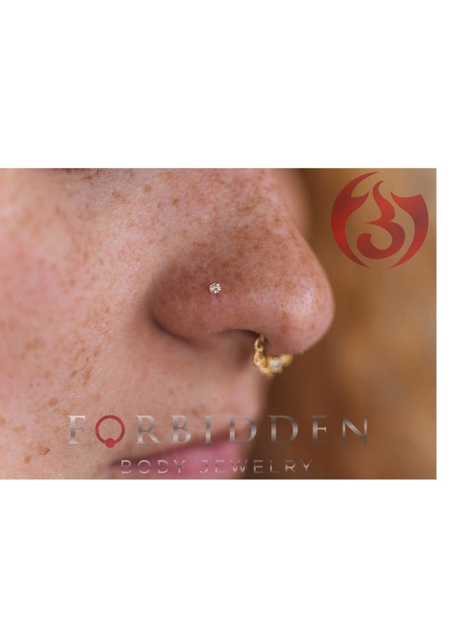 Forbidden Body Jewelry Fbj 14K White Gold Nose Ring, 22G, Solid 7Mm Micro Stud, 1.25Mm Cz Simulated Diamond, Non-Irritating Skin Safe Real Gold, Women/Men (Sold Individually) - Image 3