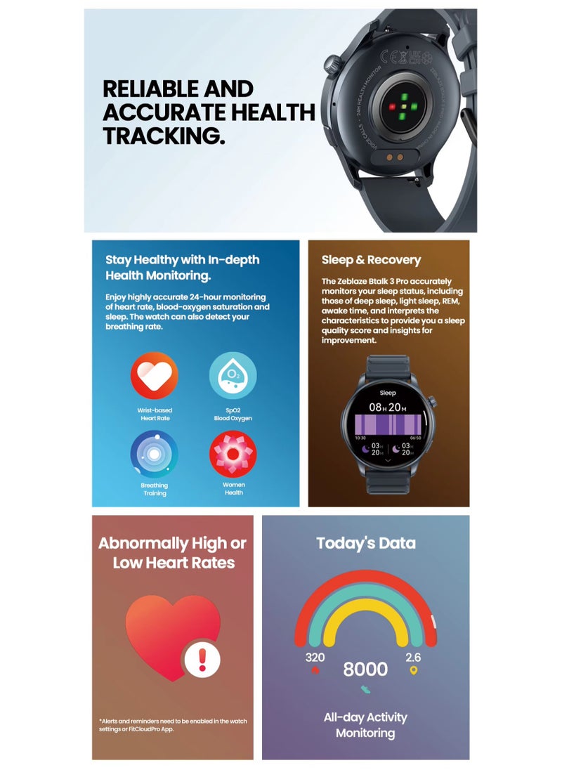 Zeblaze - Zeblaze Btalk 3 Pro Smart Watch AMOLED Display Hi-Fi Bluetooth Phone Calls Health and Fitness Tracking New SmartWatch - Image 1