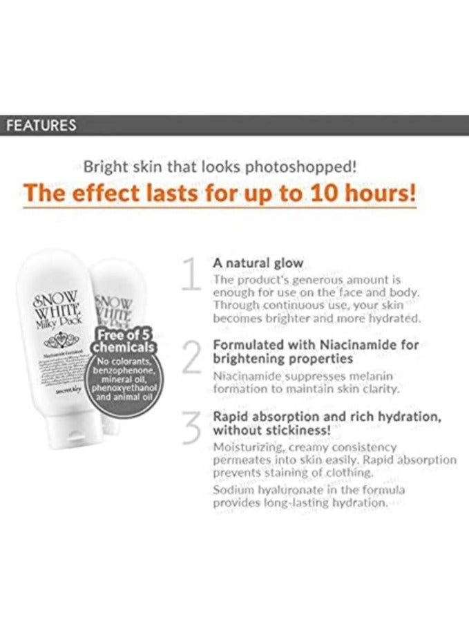 Secret Key Snow White Milky Pack Whitening Face & Body Cream, 200g - Image 5