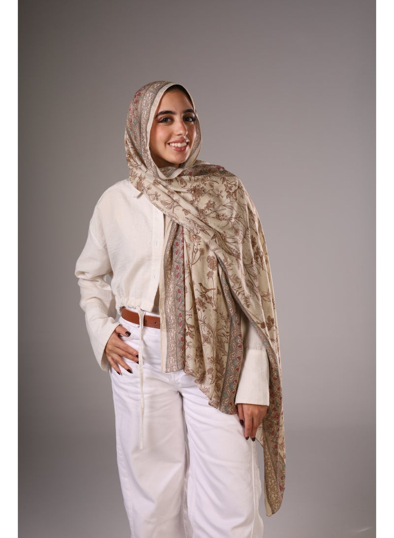 Lavezzi Floral Modal Hijab – Soft Breathable Long Scarf for Women – Lightweight Modest Fashion Headscarf – Elegant Everyday Hijab Shawl (1) - Image 1