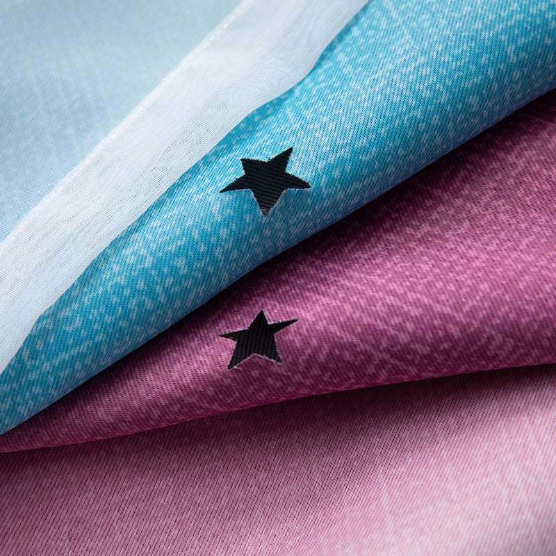 2PCS Star Curtains Blackout High Precision Curtains for Kids Girls Bedroom Living Room Colorful Double Layer Star Window Curtains - Image 3