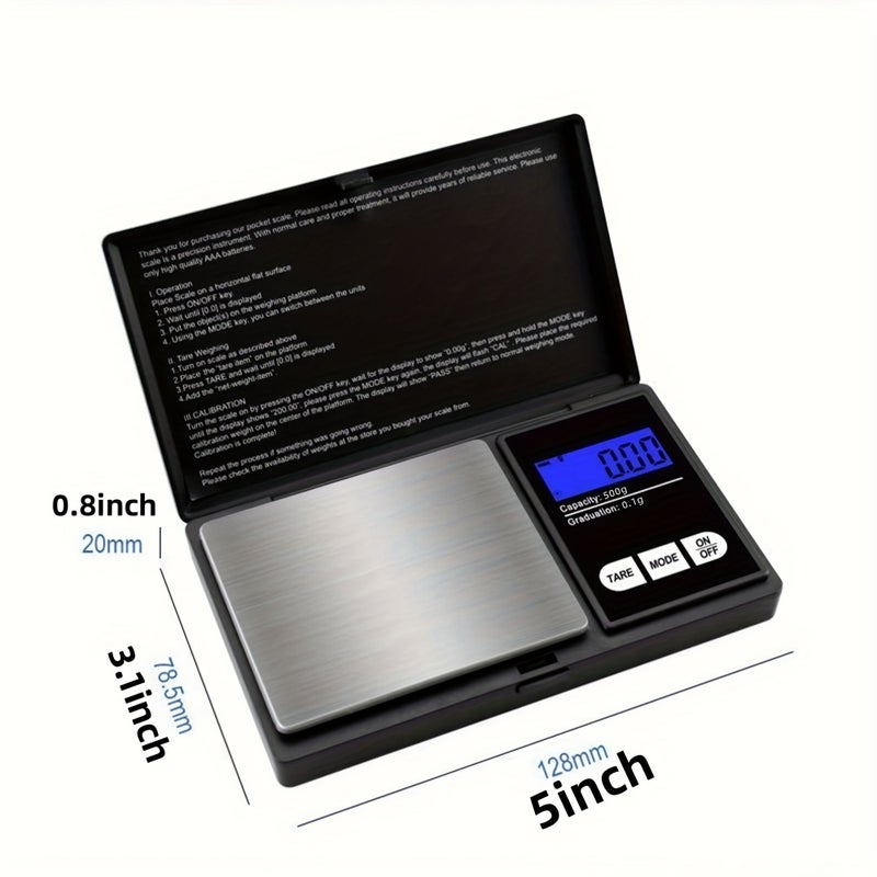 High Precision Digital Kitchen Scale 500G 1 1Lb 0 1G Gram Weight Scale For Baking Coffee Jewelry Postal Use Battery Free Sleek Metallic Finish Durable Construction