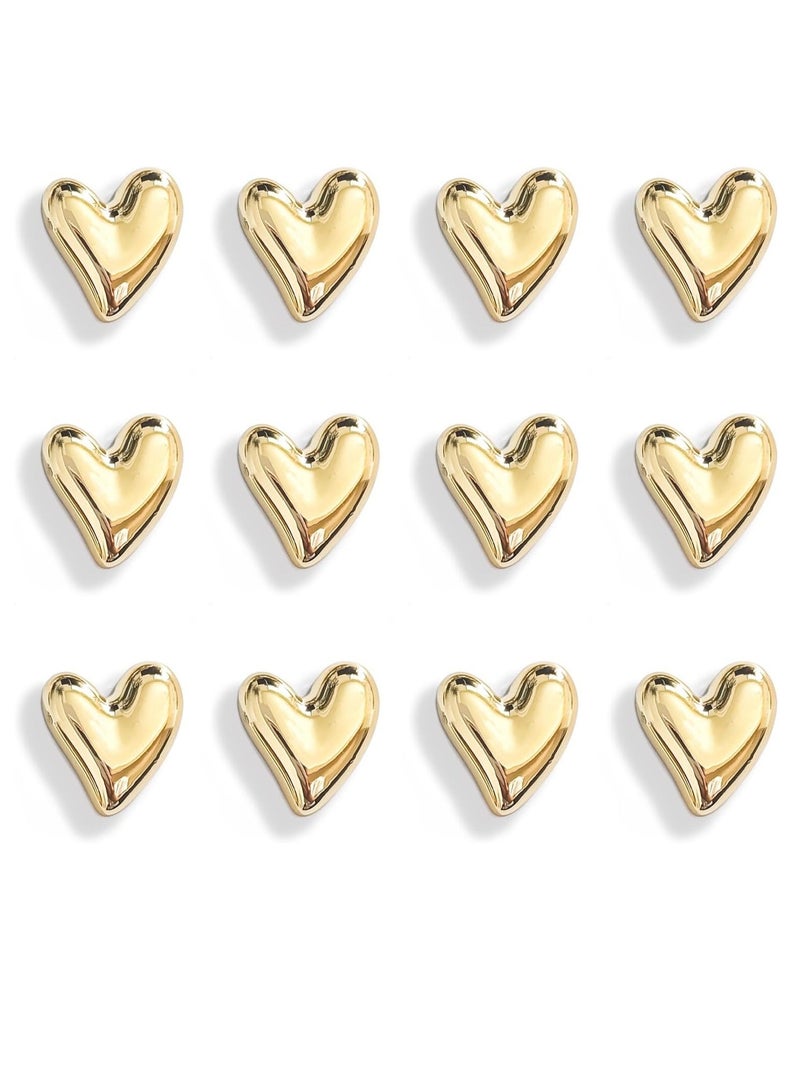 12PCS Refrigerator Magnets Gold for Fridge 0.79in Small Love Heart Cute Decorative Magnet Set Home Kitchen Office Whiteboard Decor - Image 1