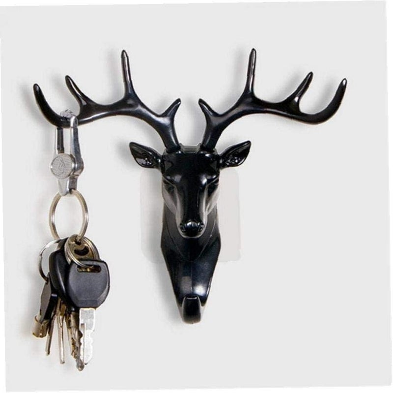 Artifii Artifii Deer Head Hanging Hook Behind Door Keys Coat Hangers Self Adhesive Wall Door Hook Hanger Bag Keys Sticky Holder Plastic for Home Living Room Bedroom Bathroom Black 05  - Image 3