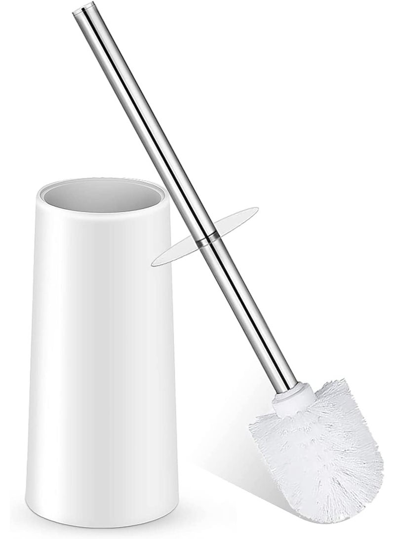 MostNow Toilet Brush and Holder, Toilet Bowl Brush Set  with 304 Stainless Steel Long Handle, Toilet Bowl Brush for Bathroom Toilet-Ergonomic, Elegant,Durable (White) - Image 1
