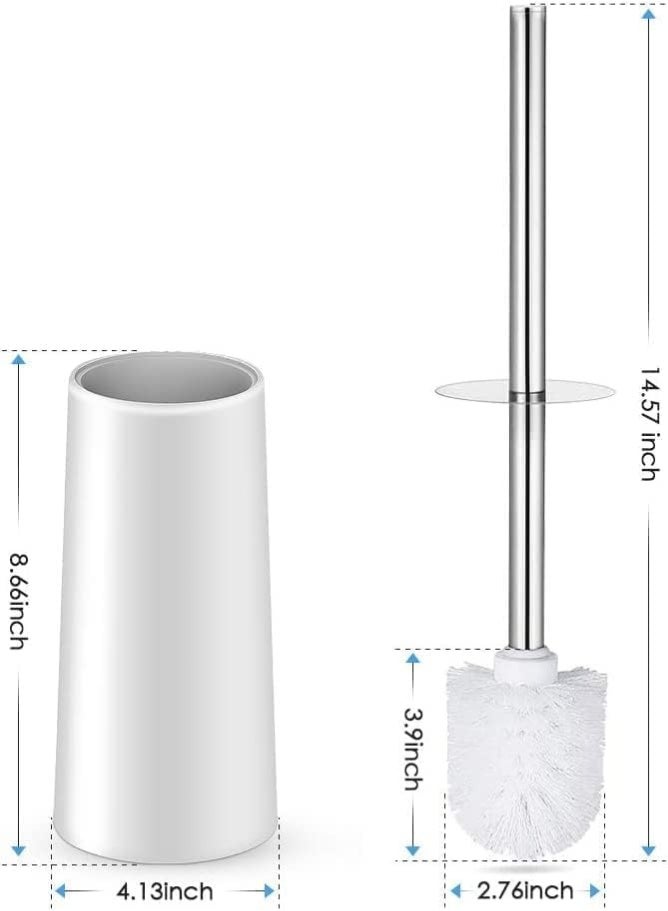 MostNow Toilet Brush and Holder, Toilet Bowl Brush Set  with 304 Stainless Steel Long Handle, Toilet Bowl Brush for Bathroom Toilet-Ergonomic, Elegant,Durable (White) - Image 2