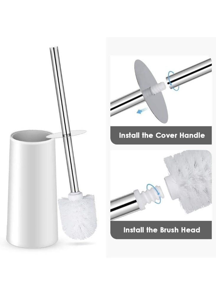 MostNow Toilet Brush and Holder, Toilet Bowl Brush Set  with 304 Stainless Steel Long Handle, Toilet Bowl Brush for Bathroom Toilet-Ergonomic, Elegant,Durable (White) - Image 3