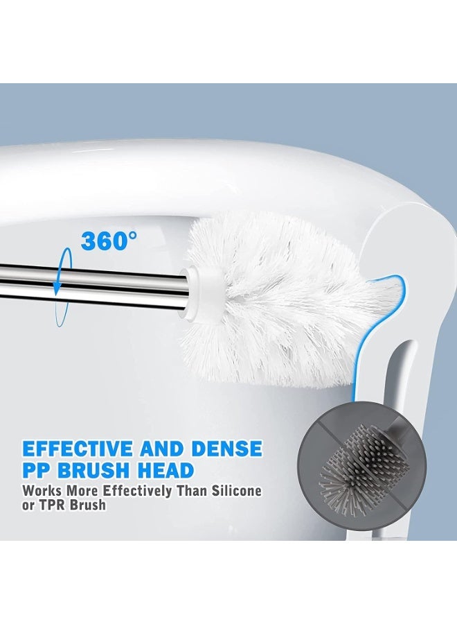 MostNow Toilet Brush and Holder, Toilet Bowl Brush Set  with 304 Stainless Steel Long Handle, Toilet Bowl Brush for Bathroom Toilet-Ergonomic, Elegant,Durable (White) - Image 4