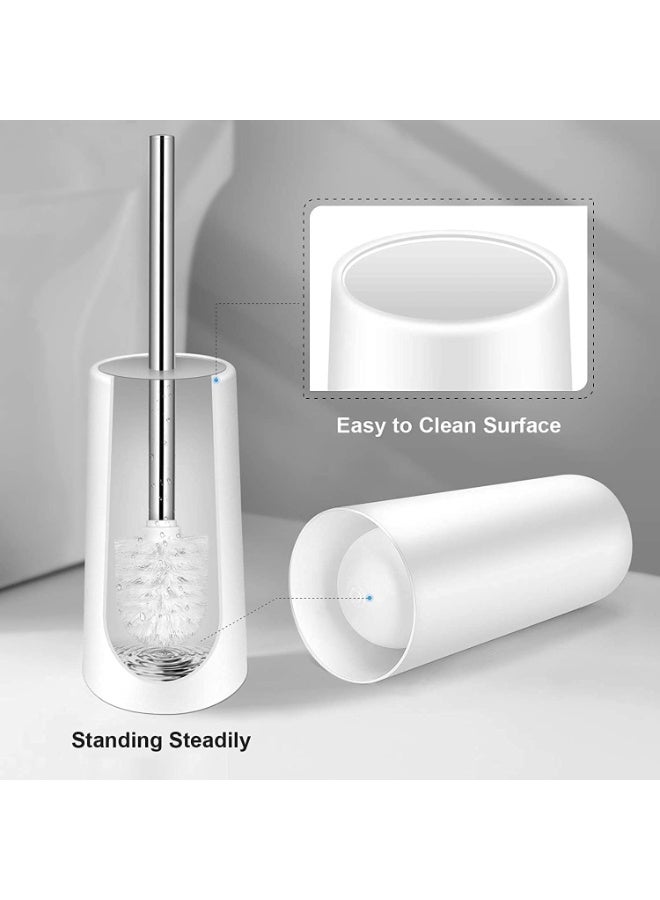 MostNow Toilet Brush and Holder, Toilet Bowl Brush Set  with 304 Stainless Steel Long Handle, Toilet Bowl Brush for Bathroom Toilet-Ergonomic, Elegant,Durable (White) - Image 5