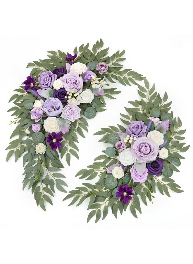 WEIERYUE Artificial Wedding Arch Flowers Kit(Pack of 2) for Wedding Arch, Bridal Shower, Ceremony and Reception Backdrop Decoration (Dancing Purple Kelsang Flowers) - Image 1