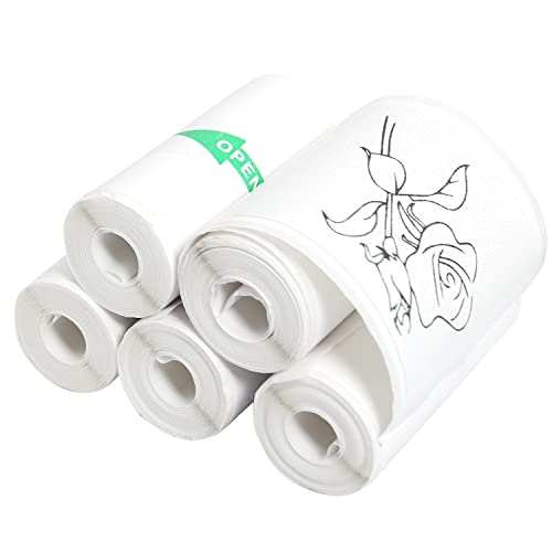 AURTEC Thermal Adhesive Sticker 57 x 25 for Mini Thermal Printer, Cash Register, POS Receipt, Inkless Print Black and White Paper, Coreless, 5 Rolls - Image 1