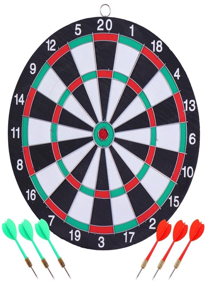 STRIVE FIT Double-Sided Dart Board Set with 6 Steel Tip Darts - Staple-Free, Paper Wound Target for Adults & Kids, Indoor Outdoor Dart Game for Man Cave, Office, Game Room & Family Fun (17 Inch) - Image 1