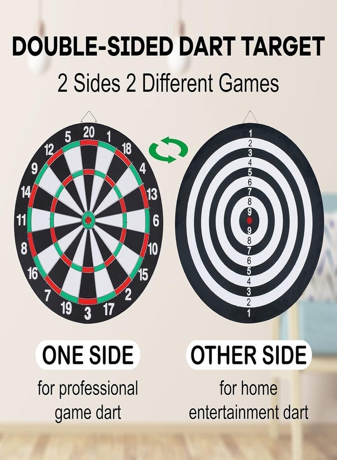 STRIVE FIT Double-Sided Dart Board Set with 6 Steel Tip Darts - Staple-Free, Paper Wound Target for Adults & Kids, Indoor Outdoor Dart Game for Man Cave, Office, Game Room & Family Fun (17 Inch) - Image 5