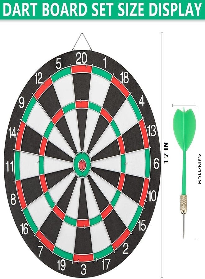 STRIVE FIT Double-Sided Dart Board Set with 6 Steel Tip Darts - Staple-Free, Paper Wound Target for Adults & Kids, Indoor Outdoor Dart Game for Man Cave, Office, Game Room & Family Fun (17 Inch) - Image 2