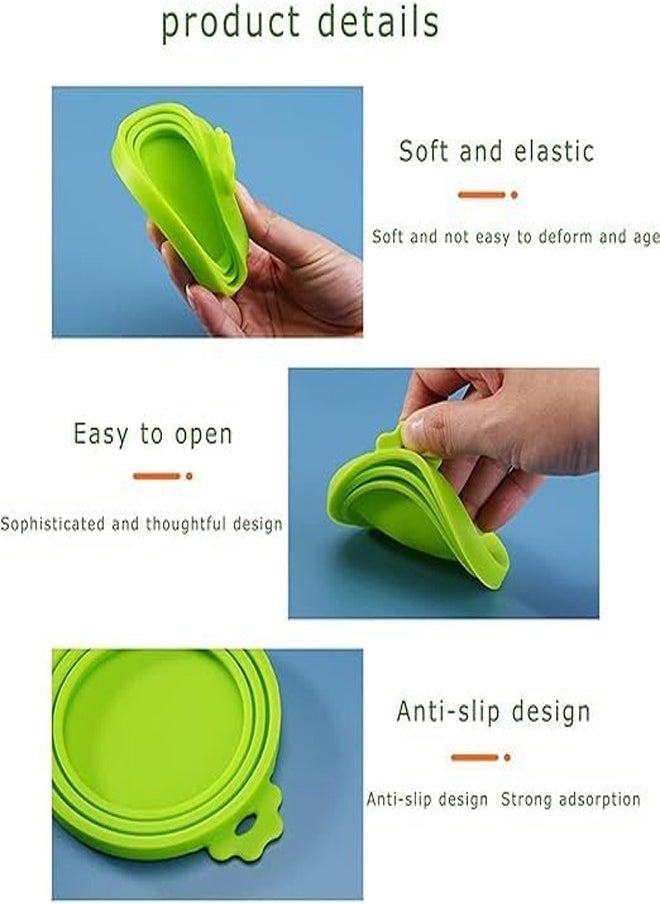 GUDOO - 4 Pack and Spoon Pet Food Can Lids Silicone Can Lids Covers for Dog and Cat Food Universal Size Fits All Standard Size Dog and Cat Can Tops Multi-Colored - Image 1