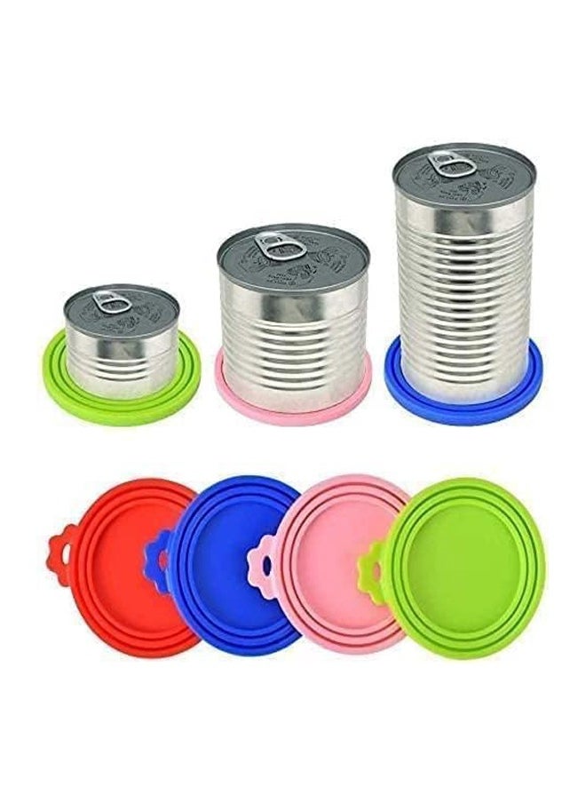 GUDOO - 4 Pack and Spoon Pet Food Can Lids Silicone Can Lids Covers for Dog and Cat Food Universal Size Fits All Standard Size Dog and Cat Can Tops Multi-Colored - Image 1