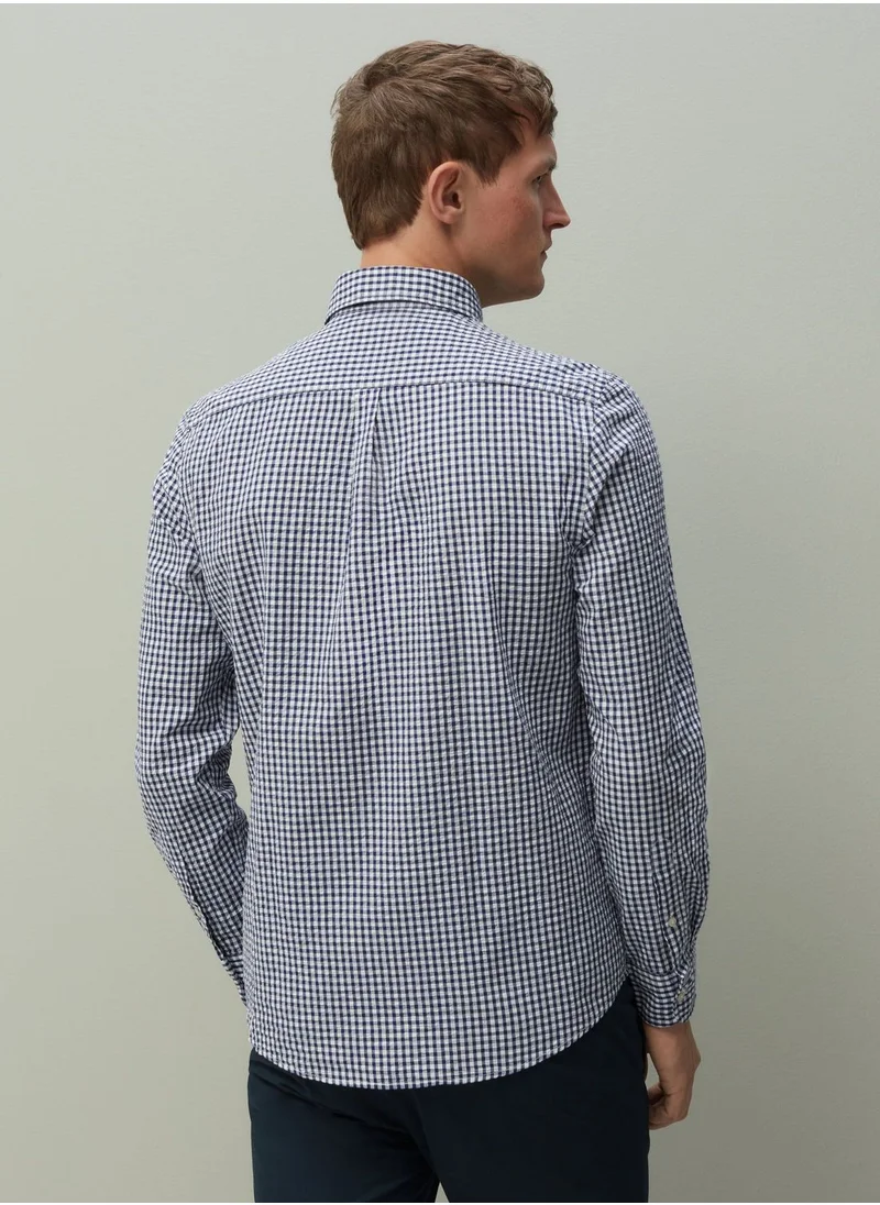 او في اس PIOMBO regular-fit seersucker shirt