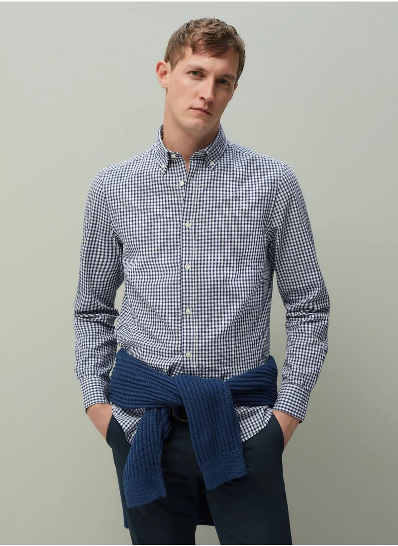 او في اس PIOMBO regular-fit seersucker shirt