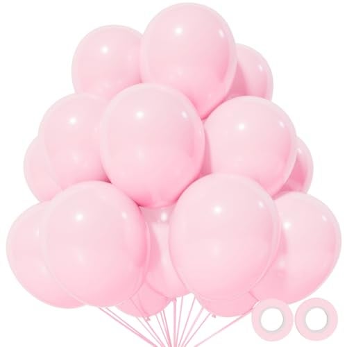 KUULBELA 110pcs Light Pink Balloon 12 inch Light Pink Latex Balloons for Birthday Party Baby Shower Weddingwith 2 Ribbons - Image 1