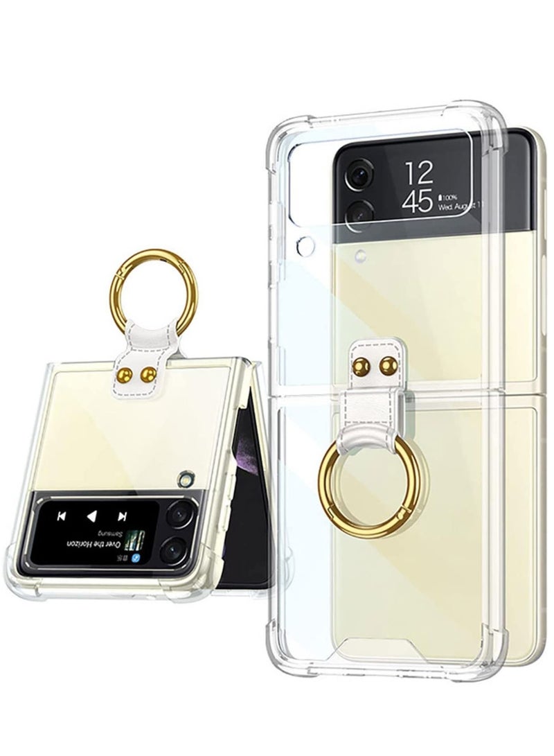 ELTRAZONE Samsung Z Flip 4 Case, Galaxy Z Flip 4 Clear Case with Ring Stand Protective Cover for Samsung Galaxy Z Flip 4 5G - Image 1