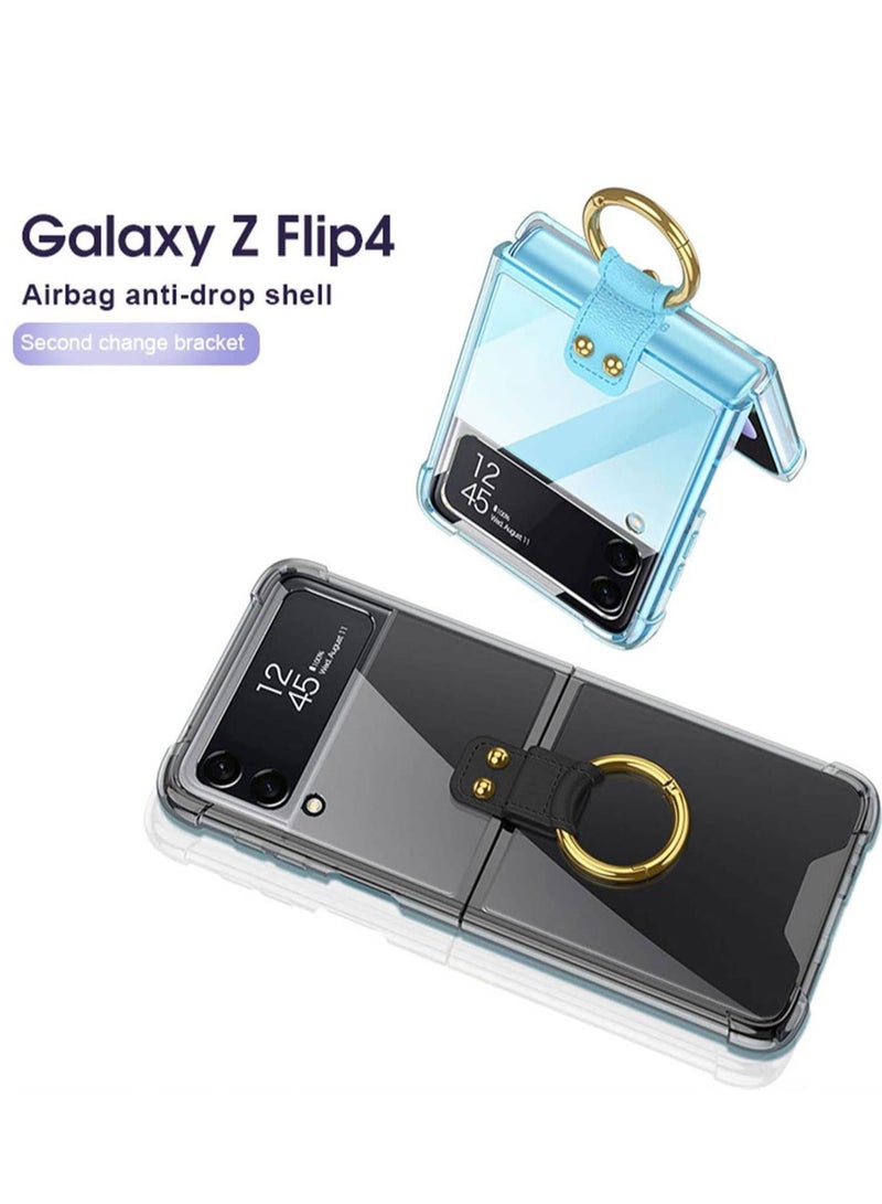 ELTRAZONE Samsung Z Flip 4 Case, Galaxy Z Flip 4 Clear Case with Ring Stand Protective Cover for Samsung Galaxy Z Flip 4 5G - Image 2