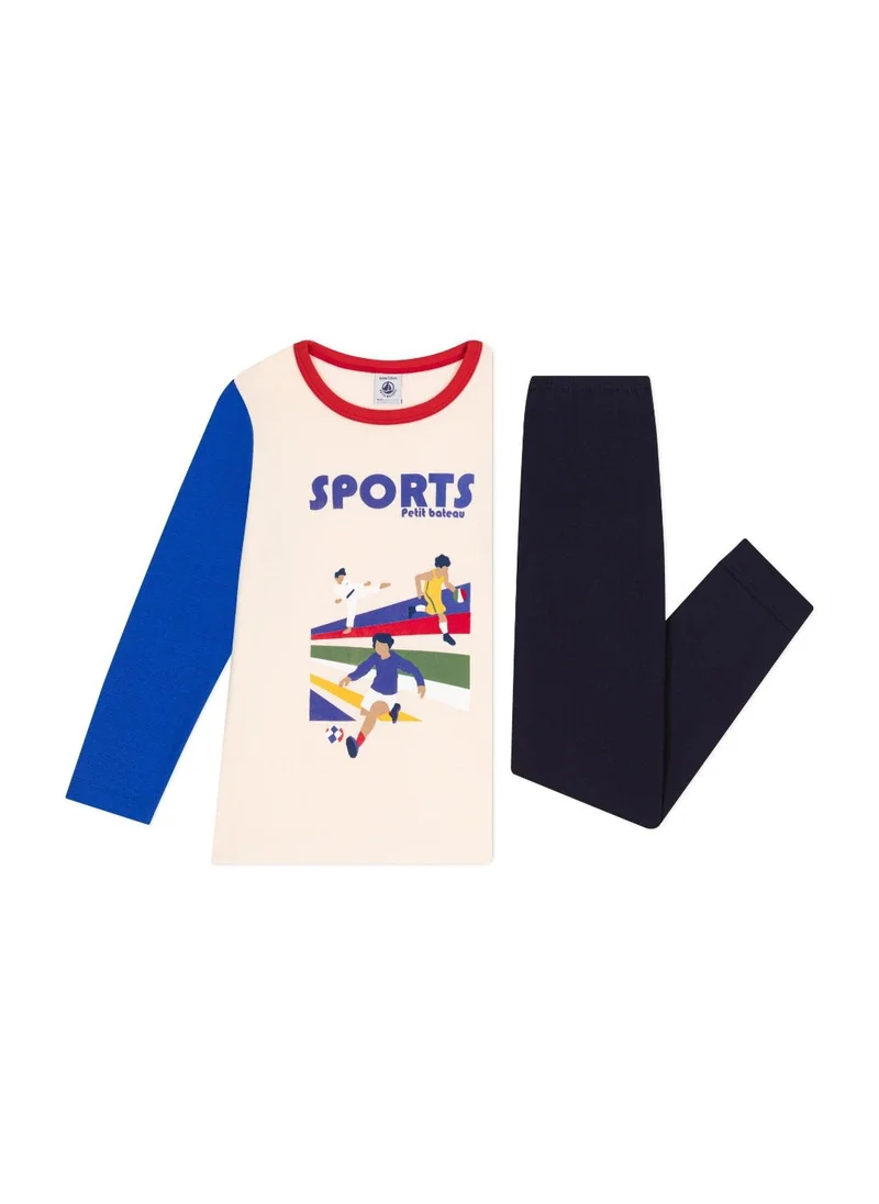 بيتي باتو Children's plain cotton sports-patterned pyjamas