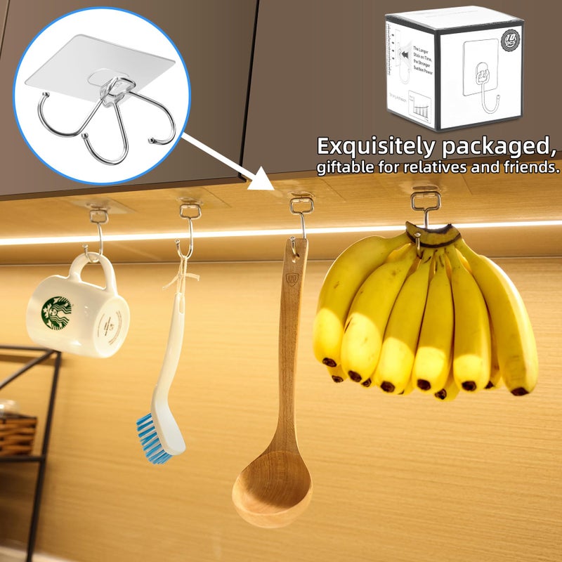 Antimbee 10-Pack All-Purpose Large Adhesive Hooks for Hanging, Banana Hook, Heavy Duty Adhesive Hooks 37 lb(Max), Sticky Wall Hook fit Home, Bathroom, Kitchen, Office and Outdoor - Image 4