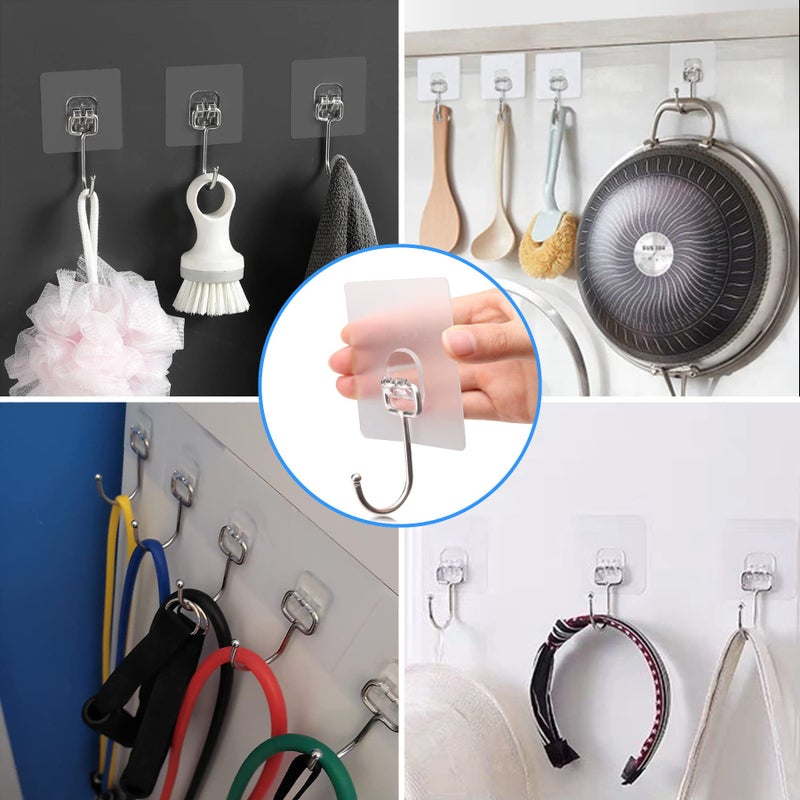 Antimbee 10-Pack All-Purpose Large Adhesive Hooks for Hanging, Banana Hook, Heavy Duty Adhesive Hooks 37 lb(Max), Sticky Wall Hook fit Home, Bathroom, Kitchen, Office and Outdoor - Image 2