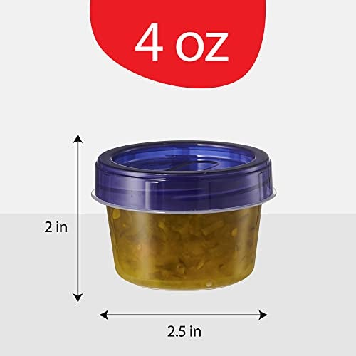 PLASTICPRO 6 Pack Twist Cap Food Storage Containers with Blue Screw on Lid- 4 oz Reusable Meal Prep Containers - Small Freezer Containers Microwave Safe Blue Plastic Food Storage - Image 4