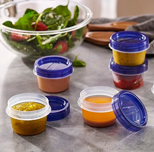 PLASTICPRO 6 Pack Twist Cap Food Storage Containers with Blue Screw on Lid- 4 oz Reusable Meal Prep Containers - Small Freezer Containers Microwave Safe Blue Plastic Food Storage - Image 3