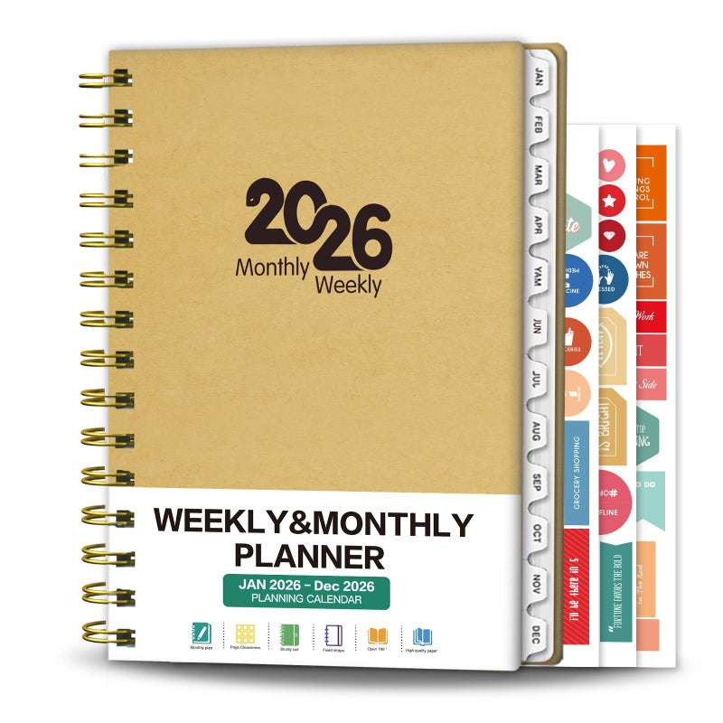 Ymumuda Academic Planner 2026, Daily Weekly and Monthly Calendar Planner (Jan.2026-Dec.2026),8.4"Ã—6.3", Hardcover Notebook Teacher Supplies, Premium Thick Paper, Planners for School Work Office - Image 1