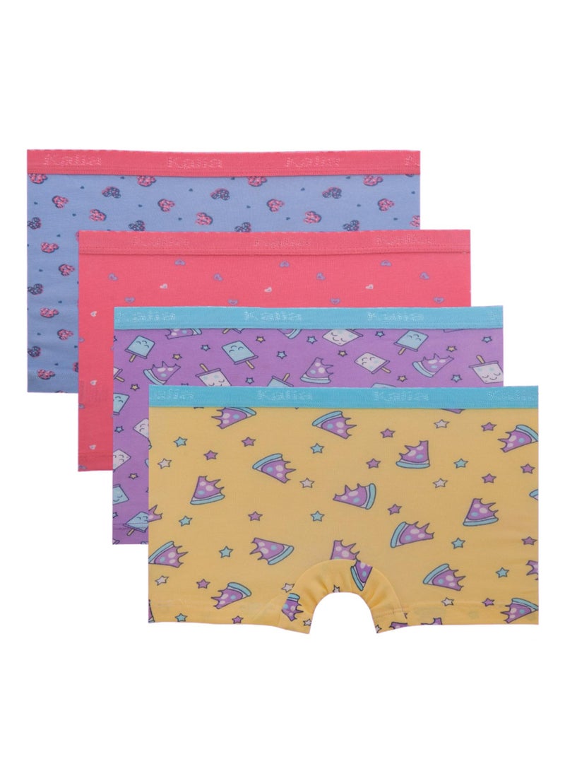 Kalia Pack of 4 Printed Cotton Hot Short Underwear for Girls  - Image 1