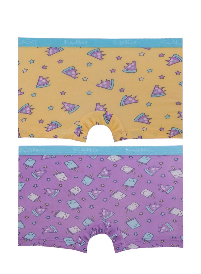 Kalia Pack of 4 Printed Cotton Hot Short Underwear for Girls  - Image 3