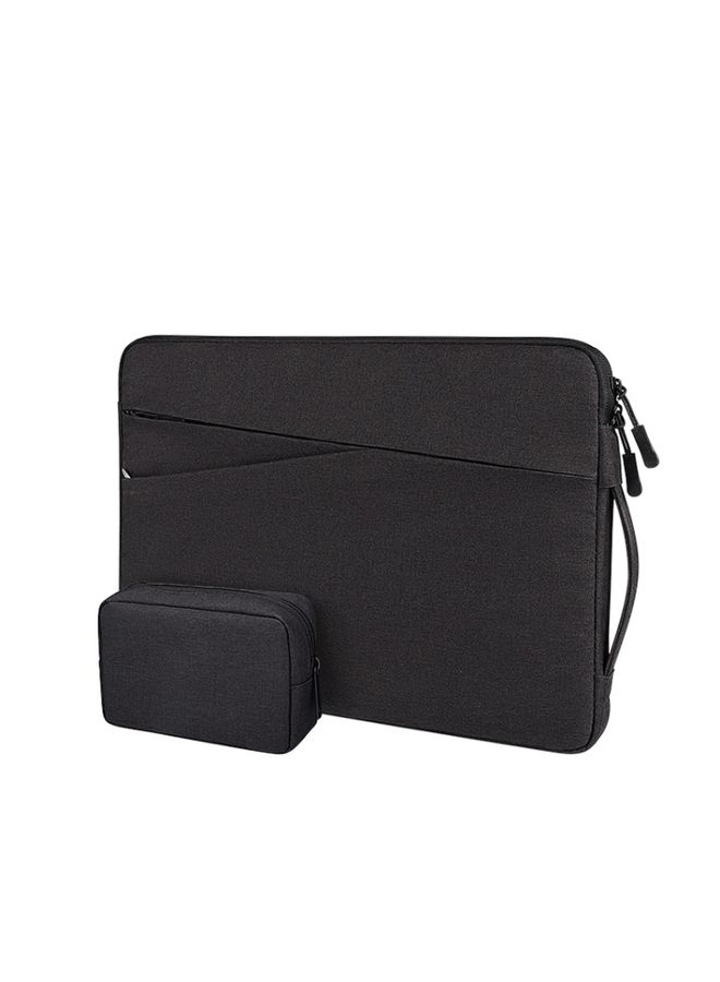 ND01DS Polyester Notebook Laptop Liner Bag with Small Bag, Size:14.1-15.4 inch(Black)