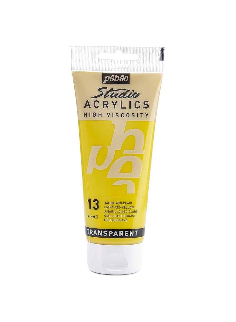 Pebeo Studio Acrylics Acrylic Paint Tube 100ml Content Light Azo Yellow - Image 1