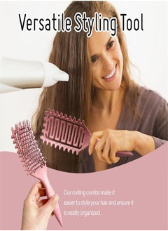 BUPY 2024 Newest Vented Curly Hair Brush, Bounce Curl Define Styling Brush, Wet Dry Detangler Hair Brush, The Essential Tool For Shaping and Styling Your Curls, Achieve Perfectly Defined Curls (Pink)  - Image 2