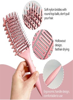 BUPY 2024 Newest Vented Curly Hair Brush, Bounce Curl Define Styling Brush, Wet Dry Detangler Hair Brush, The Essential Tool For Shaping and Styling Your Curls, Achieve Perfectly Defined Curls (Pink)  - Image 3