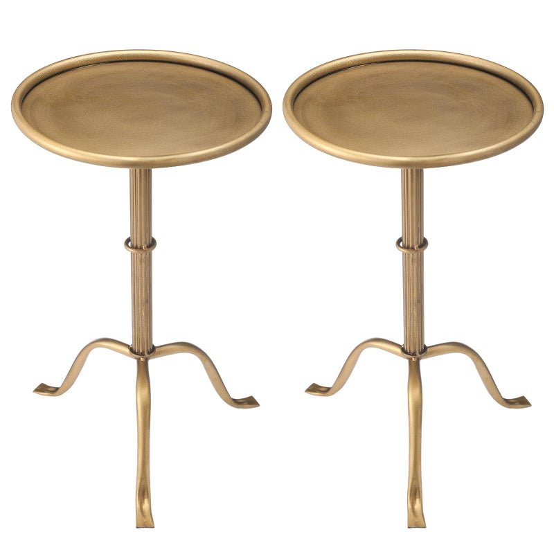 RattanView 2 Pcs Metal Martini Table Bronze Small Round Drink Table12.5 x 12.5 x 27.75 Inches Pedestal Iron Side Tables for Small Spaces Bedroom Living Room - Image 1