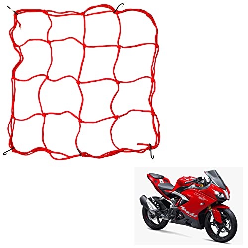 Asryd Universal Bungee Cargo Luggage Net Holder for Bike and Motorcycle - Strong and Elastic 30 x 30cm Mesh Rope Straps for Holding Bags, Helmet or Box for Bike TVS Apache RR310 (1.Pcs) - Image 1