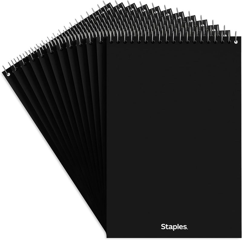 Staples Steno Notepads, 6 x 9 Inch, Gregg Ruled, Top Wire-Bound Notebooks, Cardstock Cover, 80-Sheets, 12-Pack, White Paper - Image 1
