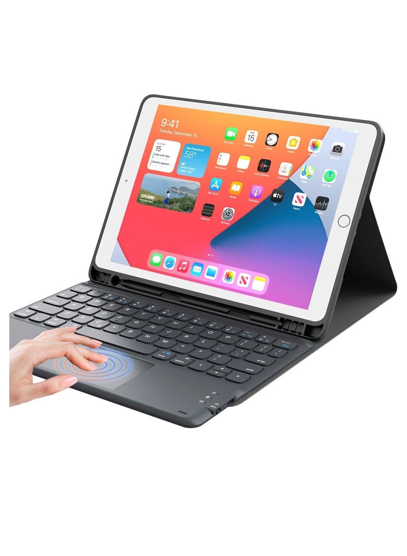 Keyboard Case for 2021 New iPad 9th Generation 10.2 inch 8th 2020 iPad 7th Gen 2019 iPad Air 3rd Gen iPad Pro 10.5" 2017 Stable Touchpad Function 10.2/10.5" Black - Image 1