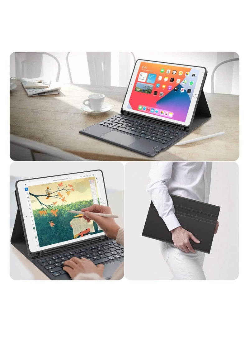 Keyboard Case for 2021 New iPad 9th Generation 10.2 inch 8th 2020 iPad 7th Gen 2019 iPad Air 3rd Gen iPad Pro 10.5" 2017 Stable Touchpad Function 10.2/10.5" Black - Image 3