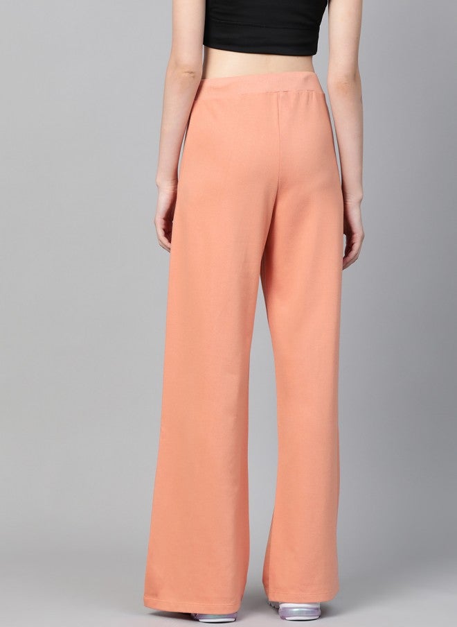SASSAFRAS Peach Wide Leg Track Pants for Women - Image 3