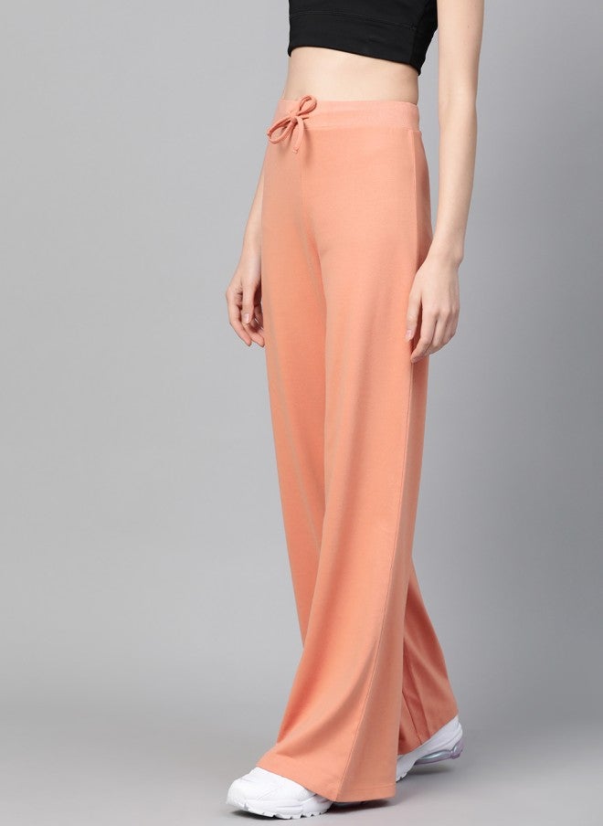 SASSAFRAS Peach Wide Leg Track Pants for Women - Image 2