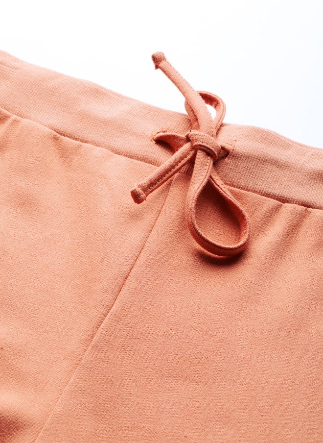 SASSAFRAS Peach Wide Leg Track Pants for Women - Image 5