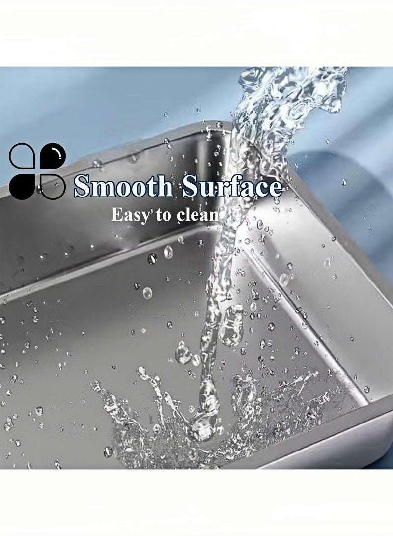 Stainless Steel Cat Litter Box, Large Pan Litter Box,Metal Litter Pan for Cats Rabbits,60cm Lx40cm Wx15cm H - Image 5